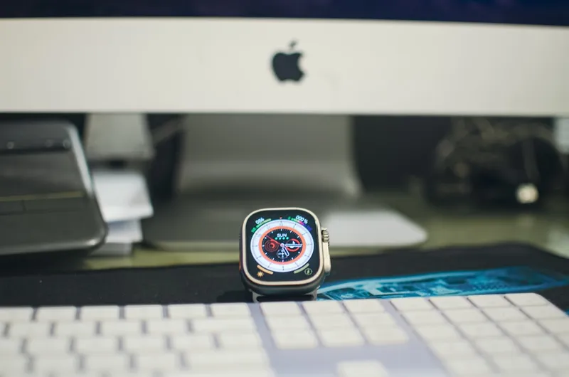 Beautiful smartwatch on the office working desk