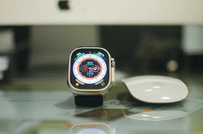 Beautiful smartwatch on the office working desk